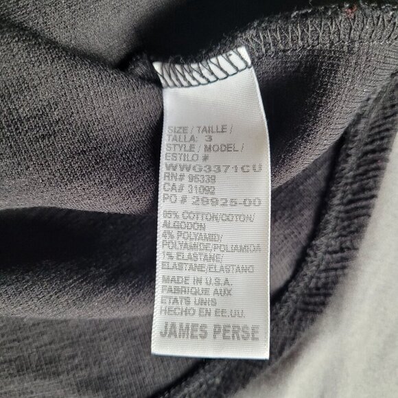 Standard James Perse Womens Black Slub Cotton Jersey Top Size 3 M/L Long Sleeve - Picture 3 of 8